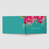 Turquoise | Fuchsia Bloemenschildering met Waterve Gastenboek (Volledig)