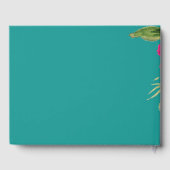 Turquoise | Fuchsia Bloemenschildering met Waterve Gastenboek (Achterkant)