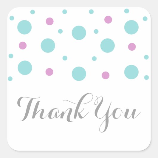 Turquoise Fuchsia Confetti Bedankt Stickers (Voorkant)