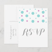 Turquoise Fuchsia Confetti Response Briefkaart (Voorkant / Achterkant)