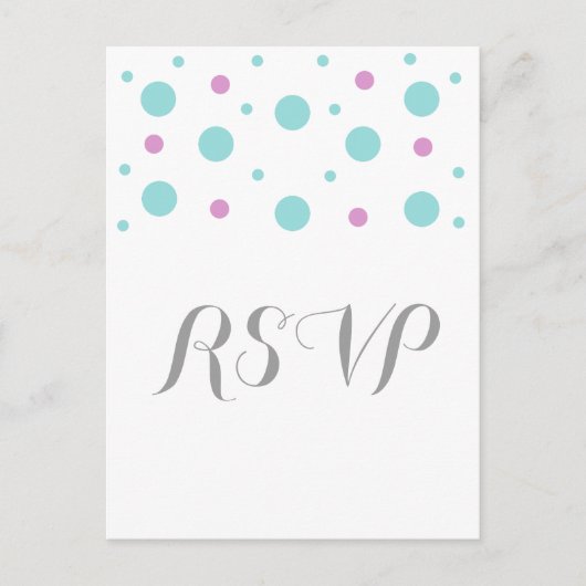 Turquoise Fuchsia Confetti Response Briefkaart (Voorkant)