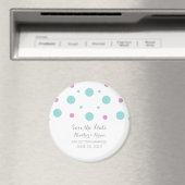 Turquoise Fuchsia Confetti Save the Date Magnet (Insitu (Vaatwasser))