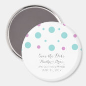 Turquoise Fuchsia Confetti Save the Date Magnet (Voorkant / Achterkant)