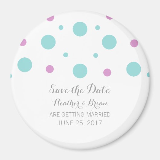 Turquoise Fuchsia Confetti Save the Date Magnet (Voorkant)