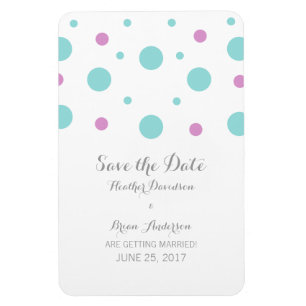 Turquoise Fuchsia Confetti Save the Date Magnet Magneet