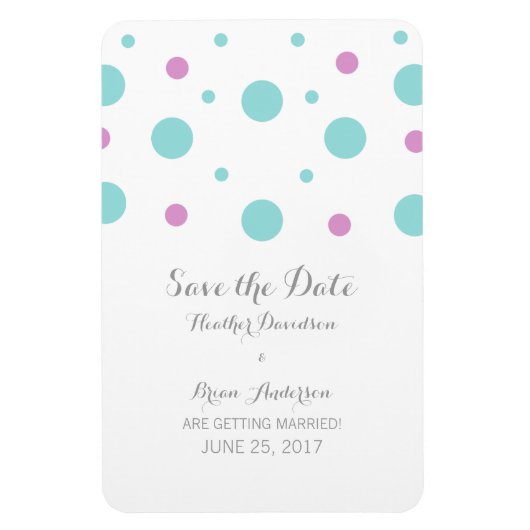 Turquoise Fuchsia Confetti Save the Date Magnet Magneet (Verticaal)