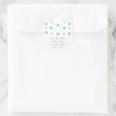 Turquoise Fuchsia Confetti Save the Date Stickers (Tas)
