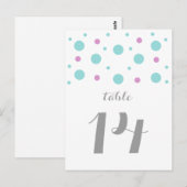 Turquoise Fuchsia Confetti Table Number Briefkaart (Voorkant / Achterkant)