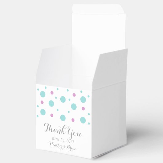 Turquoise Fuchsia Confetti Wedding Favor Boxes Bedankdoosjes (Geopend)