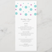 Turquoise Fuchsia Confetti Wedding Menu (Voorkant)