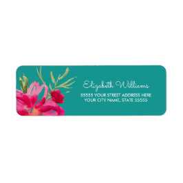 Turquoise Fuchsia Floral Return Address Labels