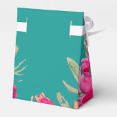Turquoise Fuchsia Floral Waterverf Wedding Bedankdoosjes (Achterkant)