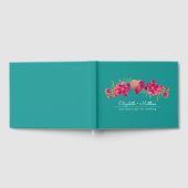 Turquoise Fuchsia Floral Waterverf Wedding Gastenboek (Volledig)