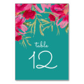 Turquoise Fuchsia Floral Waterverf Wedding Kaart (Achterkant)
