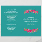 Turquoise Fuchsia Floral Wedding Programs (Voorkant)