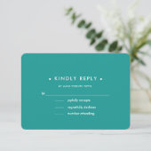 Turquoise Fuchsia Floral Wedding RSVP Kaarten (Staand voorkant)