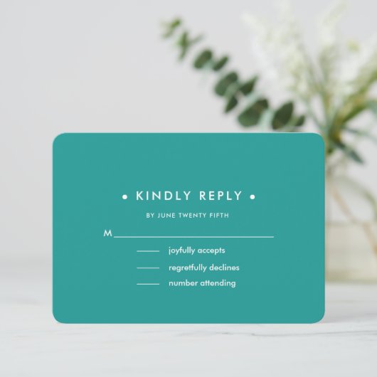 Turquoise Fuchsia Floral Wedding RSVP Kaarten (Staand voorkant)