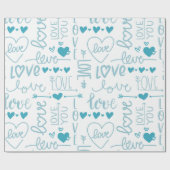 Turquoise Fun en Modern Love and Hearts Cadeaupapier (Vlak)