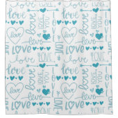 Turquoise Fun en Modern Love and Hearts Douchegordijn (Voorkant)