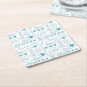 Turquoise Fun en Modern Love and Hearts Kartonnen Onderzetters (Schuin)