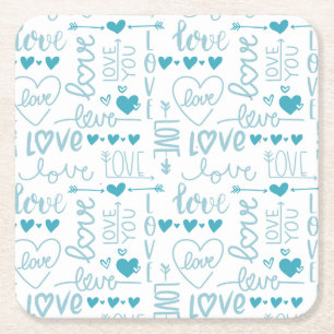 Turquoise Fun en Modern Love and Hearts Kartonnen Onderzetters