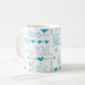 Turquoise Fun en Modern Love and Hearts Koffiemok (Voorkant links)