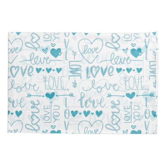 Turquoise Fun en Modern Love and Hearts Kussensloop (Achterkant-Links)