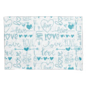 Turquoise Fun en Modern Love and Hearts Kussensloop (Voorkant-Links)