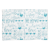 Turquoise Fun en Modern Love and Hearts Kussensloop (Voorkant-Rechts)