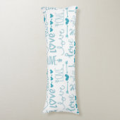 Turquoise Fun en Modern Love and Hearts Lichaamskussen (Voorkant Verticaal)