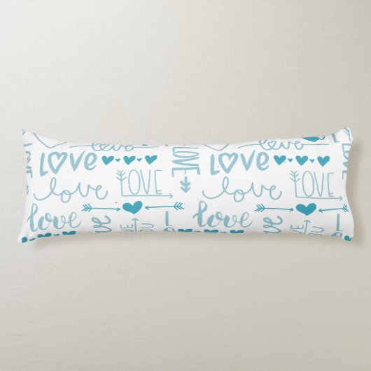 Turquoise Fun en Modern Love and Hearts Lichaamskussen (Voorkant)