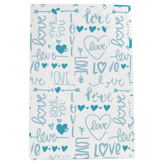 Turquoise Fun en Modern Love and Hearts Medium Cadeauzakje (Voorkant)