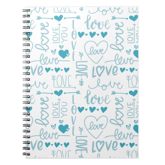 Turquoise Fun en Modern Love and Hearts Notitieboek (Voorkant)