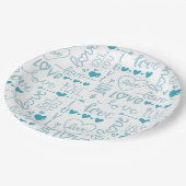 Turquoise Fun en Modern Love and Hearts Papieren Bordje (Gekanteld)