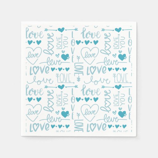 Turquoise Fun en Modern Love and Hearts Servet (Voorkant)
