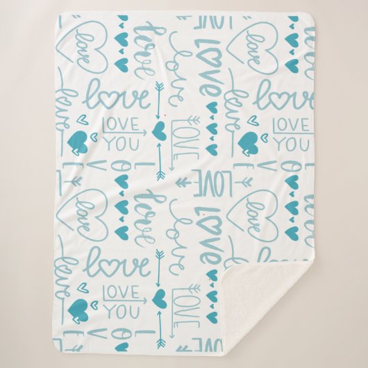 Turquoise Fun en Modern Love and Hearts Sherpa Deken (Voorkant)