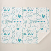 Turquoise Fun en Modern Love and Hearts Sherpa Deken (Voorkant (horizontaal))