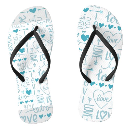 Turquoise Fun en Modern Love and Hearts Teenslippers (Voetbed)
