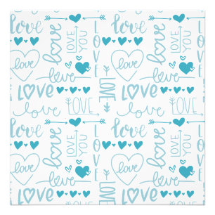Turquoise Fun en Modern Love and Hearts Wall Art Foto Afdruk