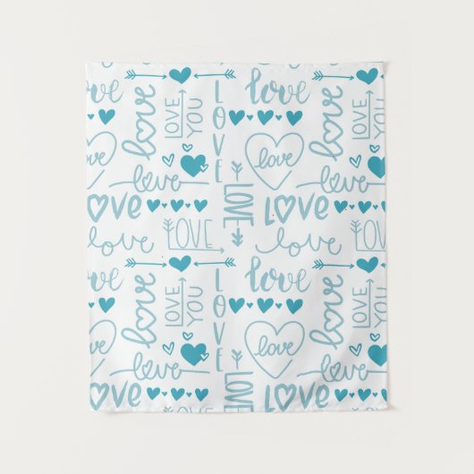 Turquoise Fun en Modern Love and Hearts Wandkleed (Voorkant)