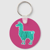 Turquoise Furry Llama-Sleutelhanger Sleutelhanger (Voorkant)