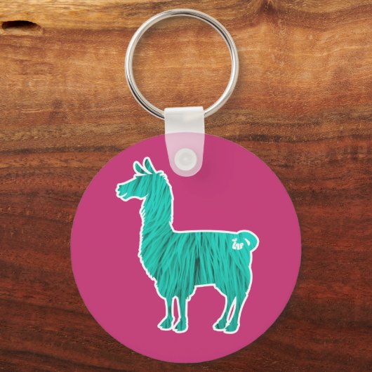 Turquoise Furry Llama-Sleutelhanger Sleutelhanger (Voorkant)