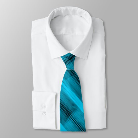 Turquoise Futuristische Abstracte Diagonale Patroo Stropdas (Gebonden)