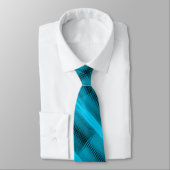 Turquoise Futuristische Abstracte Diagonale Patroo Stropdas (Gebonden)