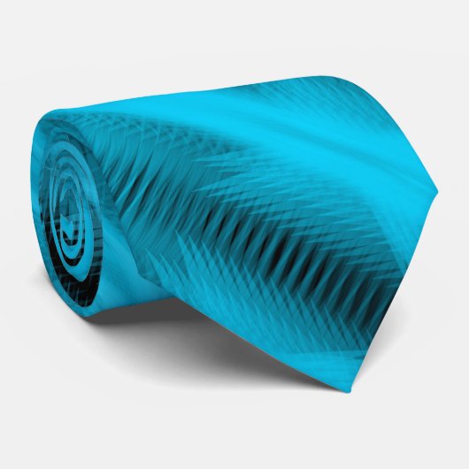 Turquoise Futuristische Abstracte Diagonale Patroo Stropdas (Opgerold)