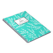 Turquoise gebladerte patroon gepersonaliseerd notitieboek (Rechterzijde)