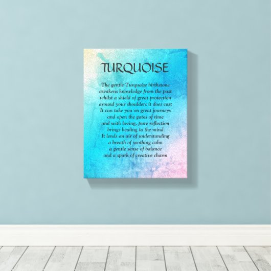 Turquoise geboortesteen - December gedicht kunst c Canvas Afdruk (Insitu (Houten vloer))