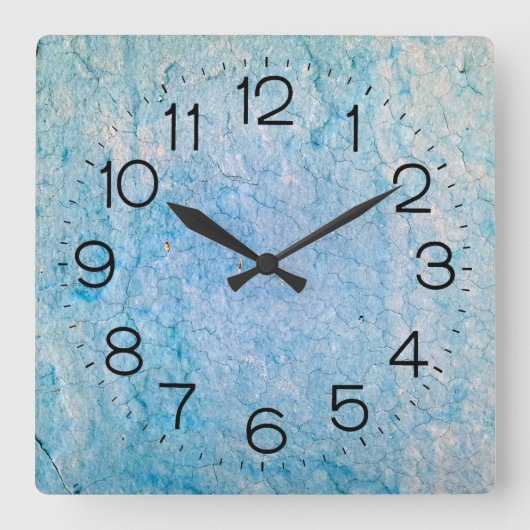 turquoise gedistingeerde textuur vierkante klok (Voorkant)