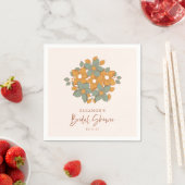 Turquoise Geel Boho Retro Bloemstuk Bruidsfeest Op Servet (Insitu)
