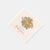 Turquoise Geel Boho Retro Bloemstuk Bruidsfeest Op Servet (Hoek)